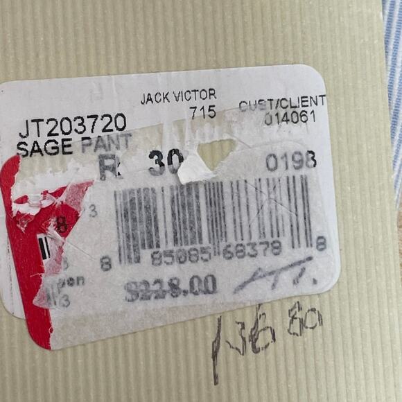 Jack Victor Sage Pinstriped Five Pocket Taper Leg Pants Blue Men's Size 30R NWT - Picture 5 of 8